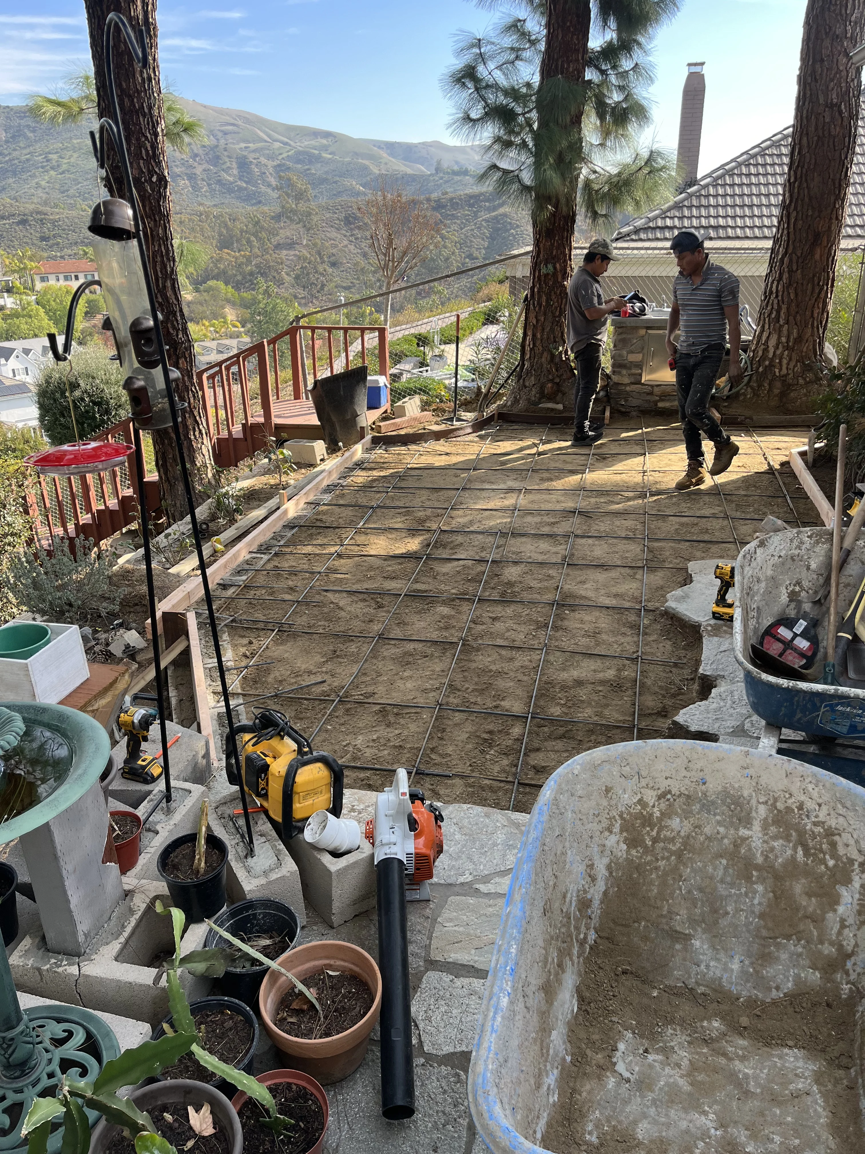 Before photo of old damaged concrete floor project in Ladera Ranch, CA by Lobato Landscaping