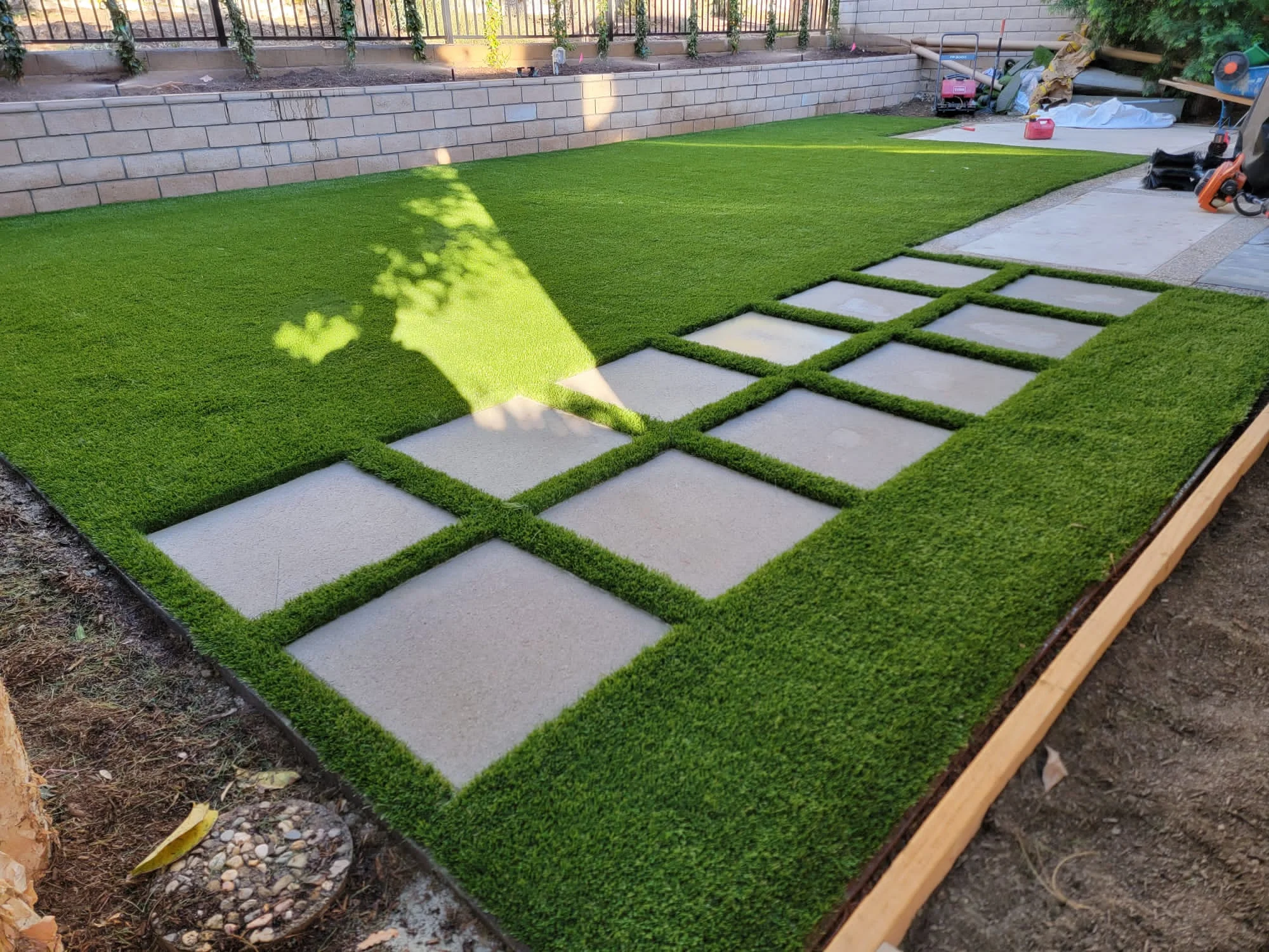 After photo of artificial turf and step installation by Lobato Landscaping in Mission Viejo, CA